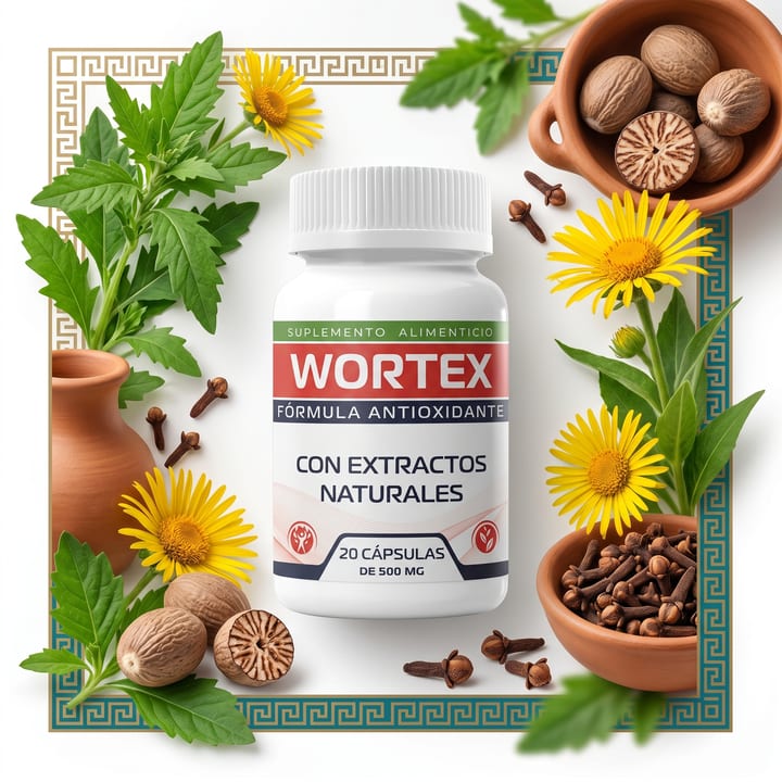 Caja de Wortex Cápsulas, suplemento alimenticio natural